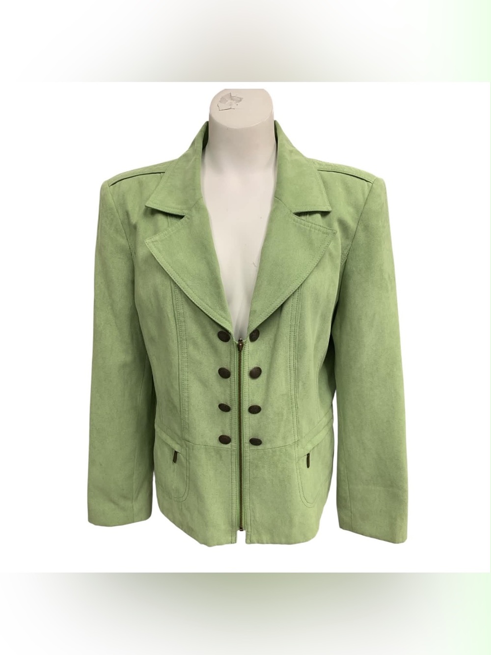 Conrad C Tailored Light Green Suede Double-Breasted Jacket Size L